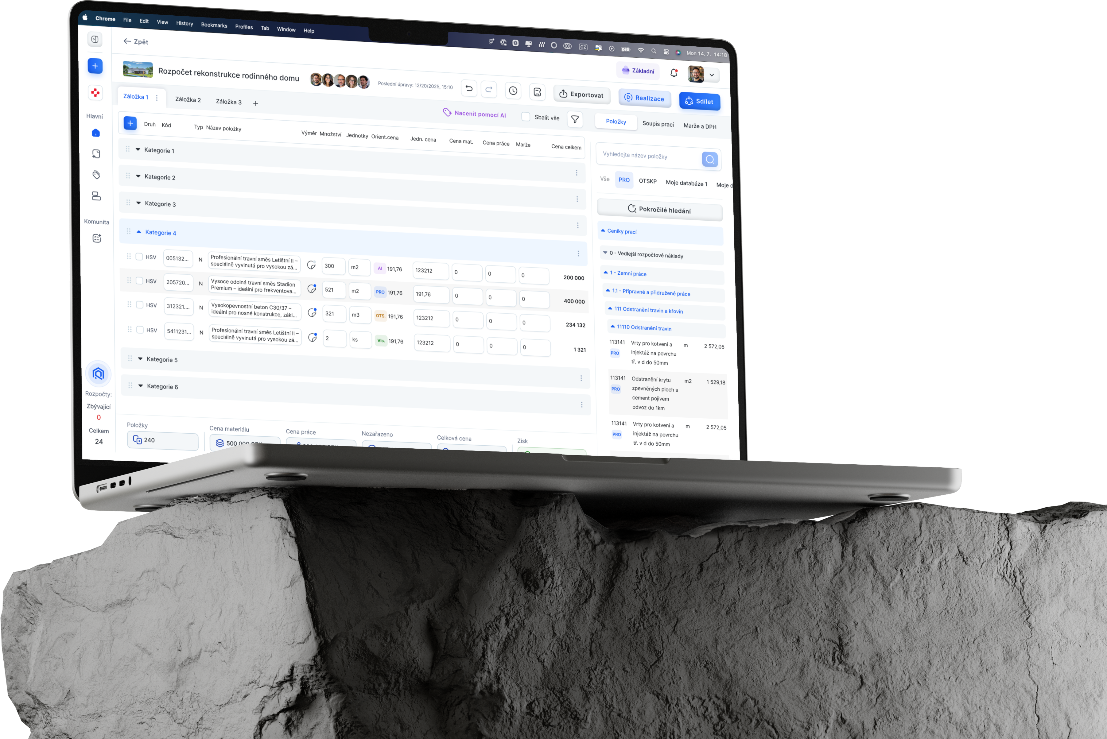 MacBook Pro mockup on textured rock